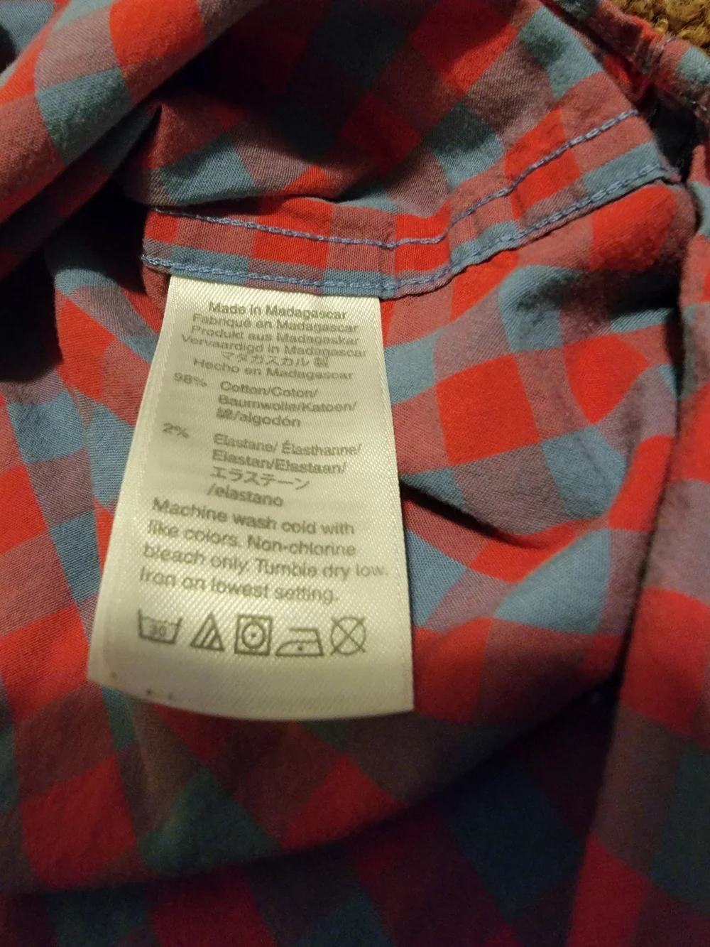 J. Crew Men’s Red and Blue Check Button-Down Shirt Size M